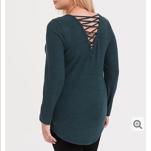 Torrid Teal Crew Neck Sweater - Picture 4 of 6